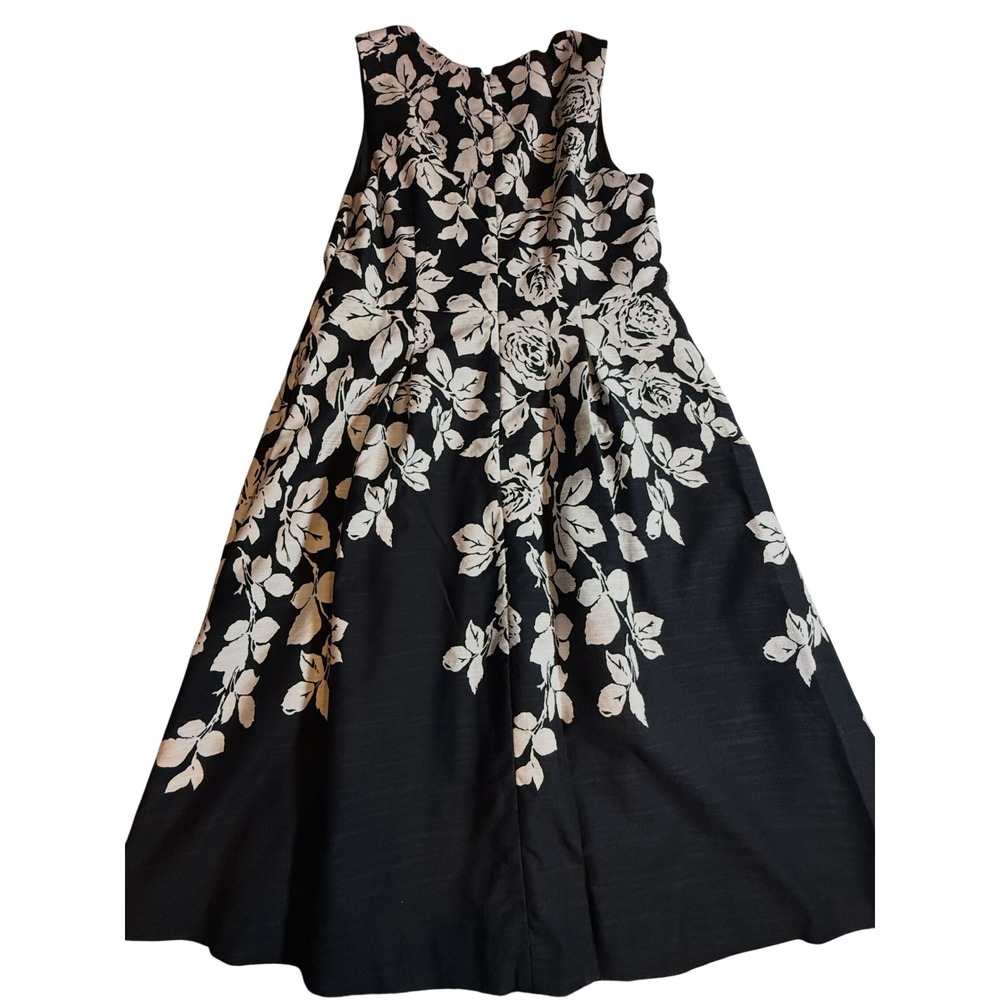 Talbots Womens Black White Floral Fit Flare Cotton Dress Size 10 Sleeveless